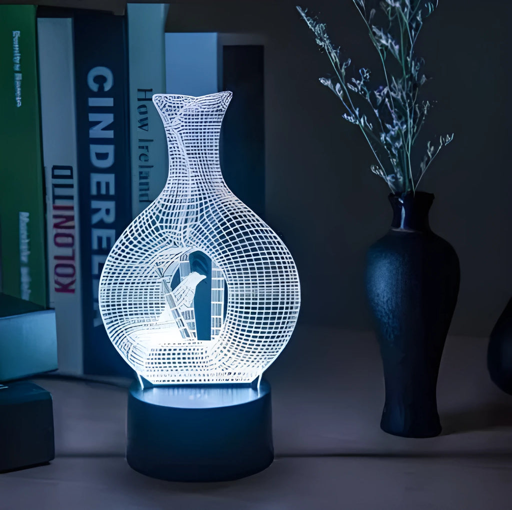 3D acrylic LED night light with colour-changing display on ABS base
