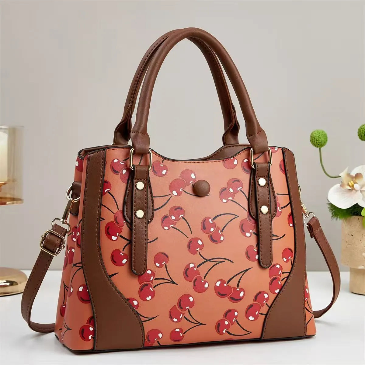 Large capacity simple shoulder messenger bag in PU leather with print design, 32x13x24cm, available in multiple colours