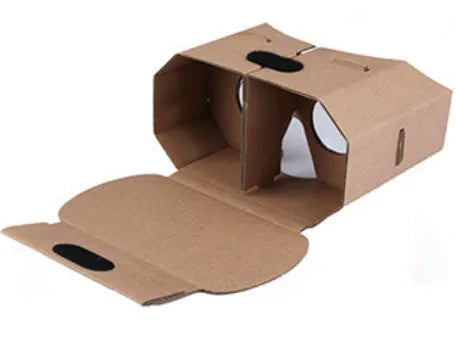 Paper virtual reality glasses for mobile phones showing 3D content