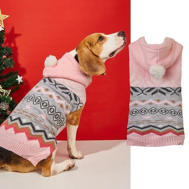 Green classic diamond pattern knitted acrylic pet sweater for dogs.
