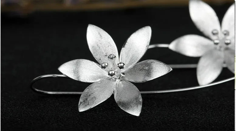 925 silver lotus earrings for women, Korean style, silver colour, individually packed