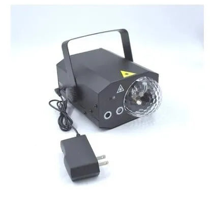 Black LED laser magic fan stage lighting equipment showing compact design with projection apertures