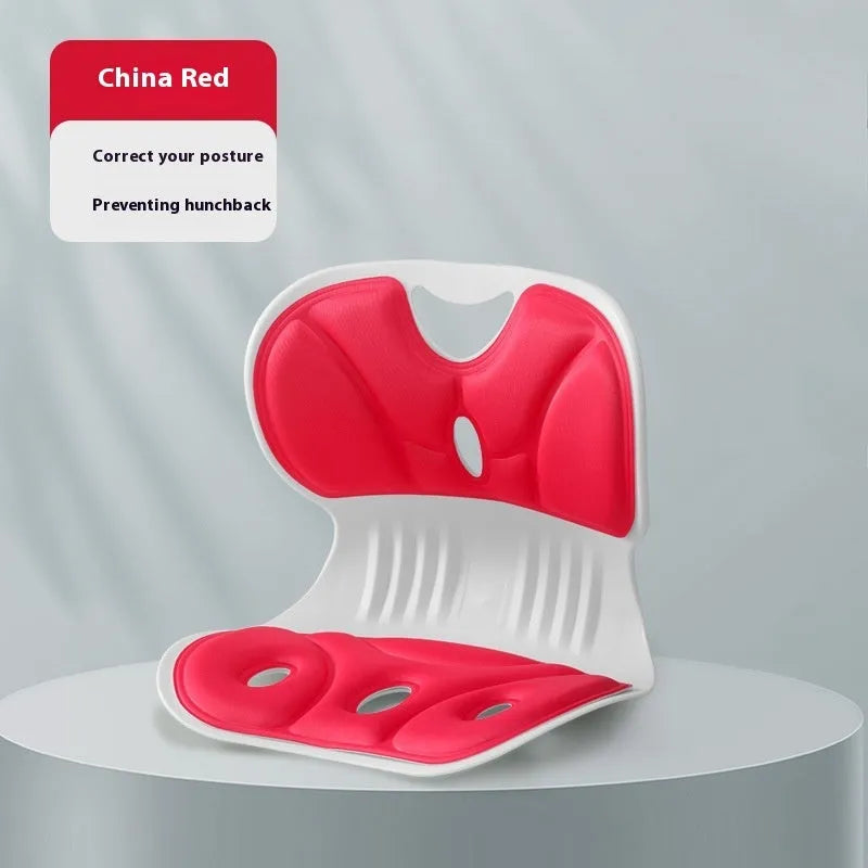 Solid colour memory foam lumbar support cushion shown in grey on an office chair.