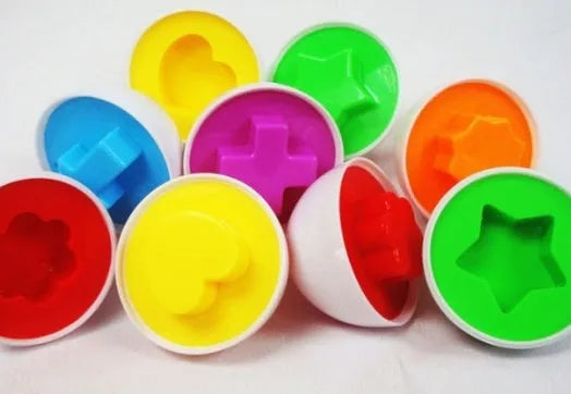 Children's educational twist egg toy set with 12 colourful dinosaur-themed plastic eggs in a drawstring bag