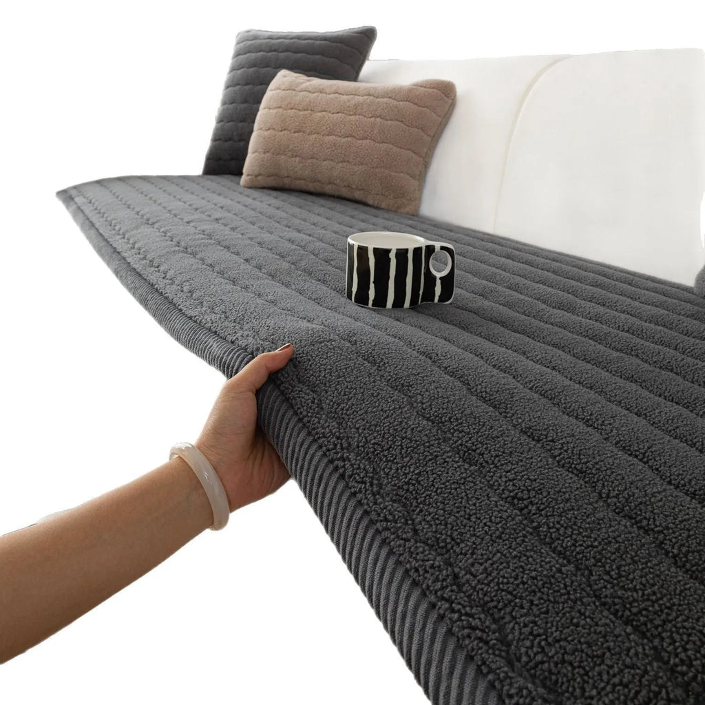 Plush non-slip sofa cushion in solid colours, sizes 70x70cm to 70x240cm, machine washable
