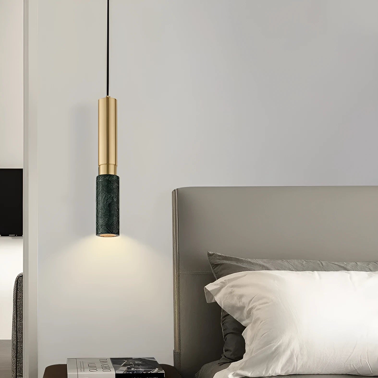 White marble chandelier with modern simplicity design for bedroom or dining room