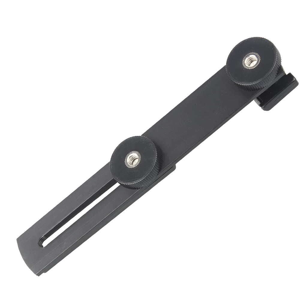 Portable black metal dual-head camera stand with compact size for home use