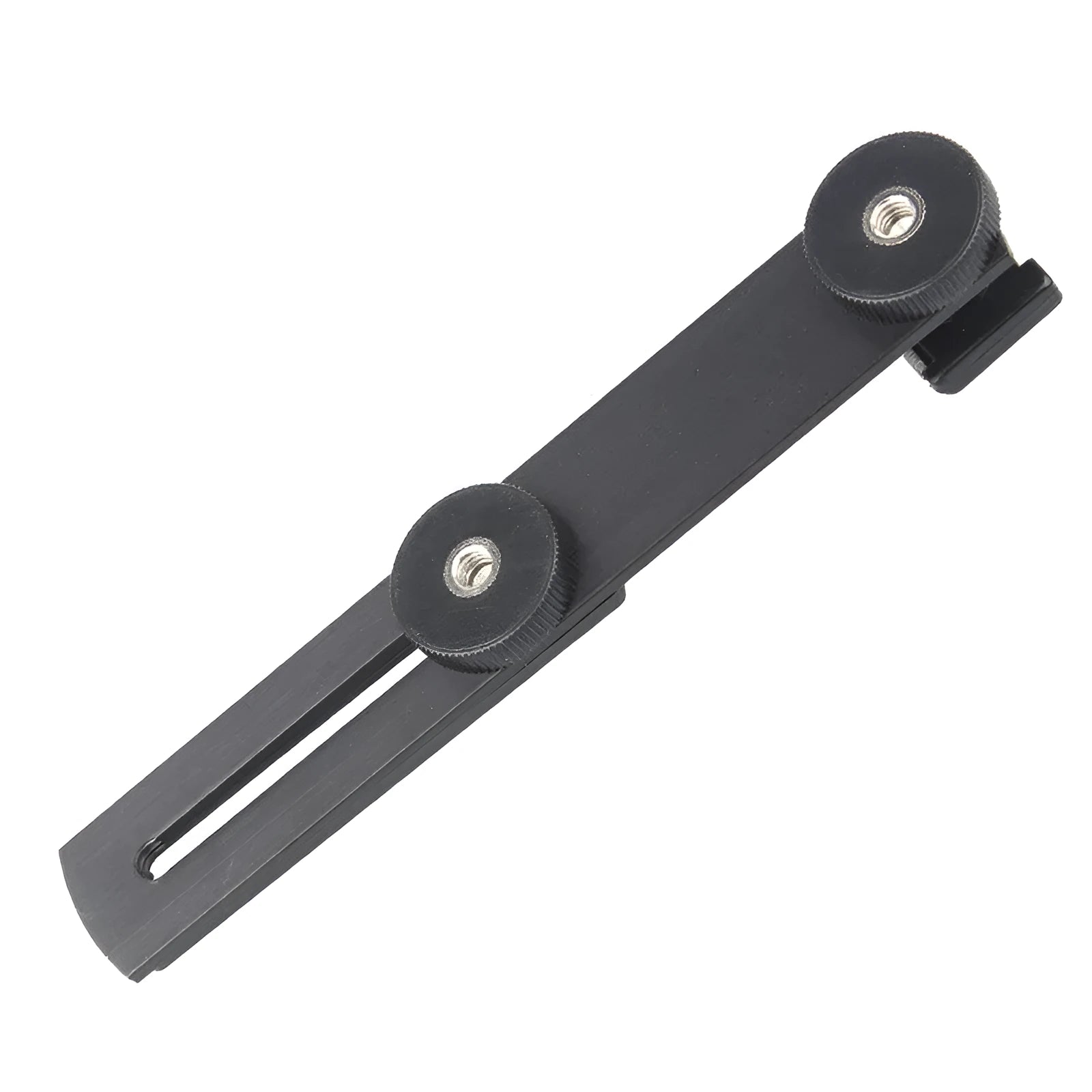 Portable black metal dual-head camera stand with compact size for home use