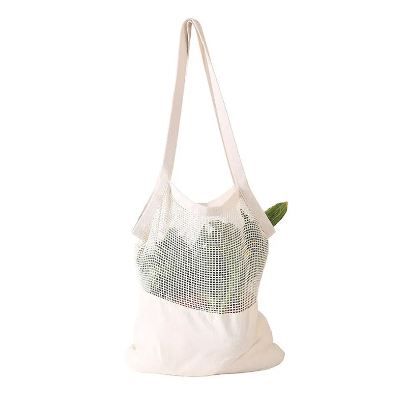 White cotton shopping bag handbag style with long handle dimensions 30cm height 38cm width 32cm