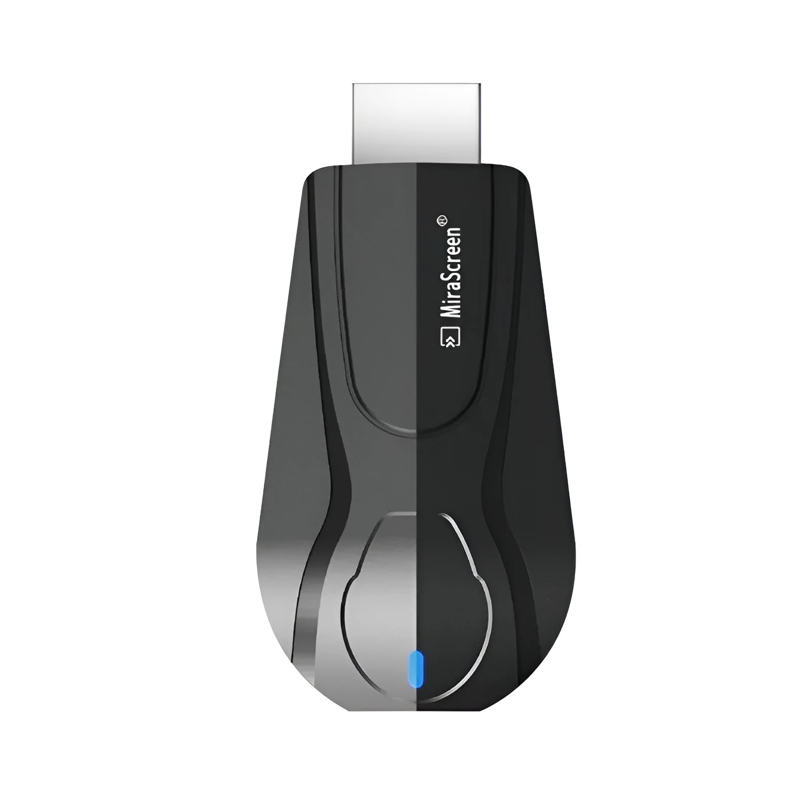 Black wireless screen player device with HDMI connection for smart phone content sharing