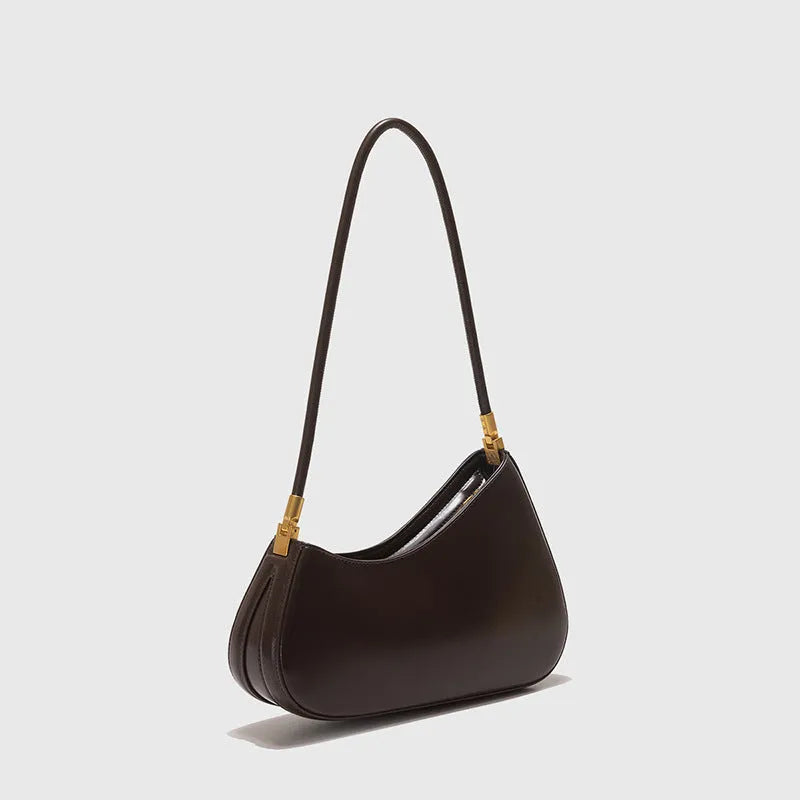 Retro oval women's underarm bag in PU with zipper compartment and single shoulder strap