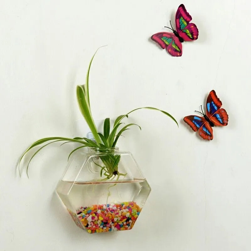 Wall-mounted high borosilicate glass fish tank with polished surface geometry shape