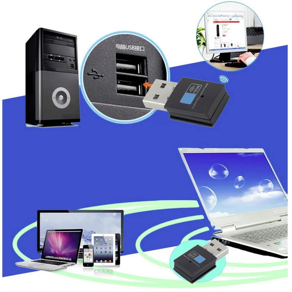 300M WiFi mini wireless card black plastic metal RTL8192EU 3.3cm