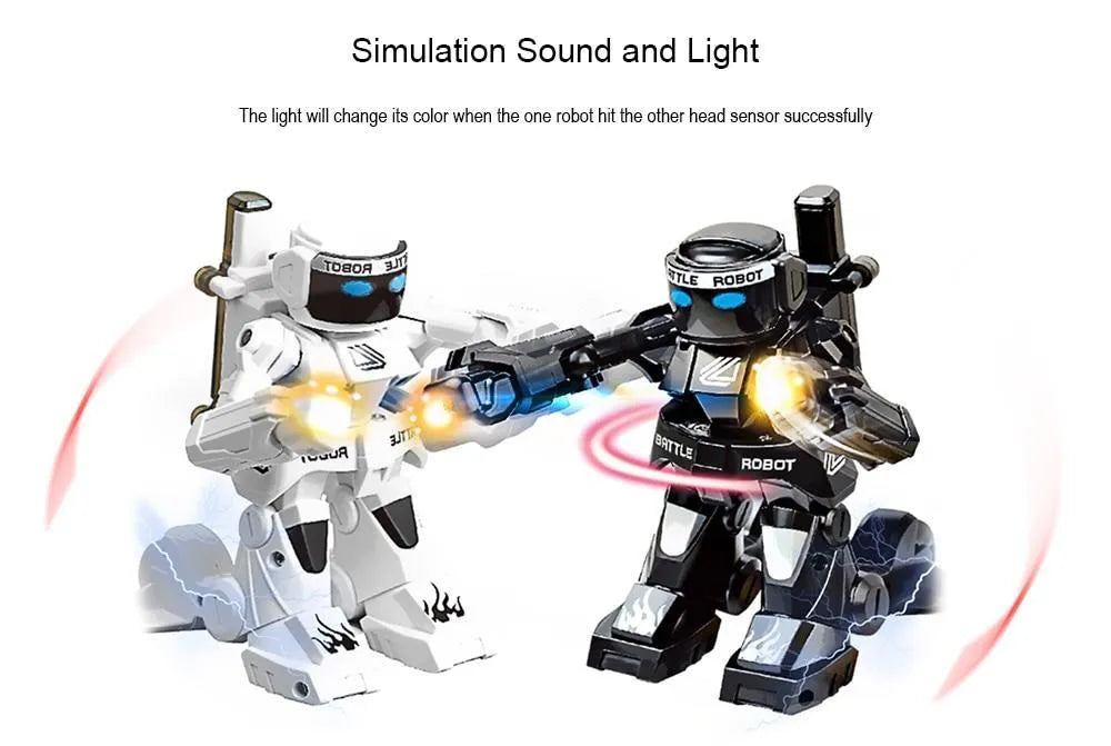 Mini RC battle robot 777-615 with remote control, sound and light effects, plastic body, 7x6.5x9.5cm