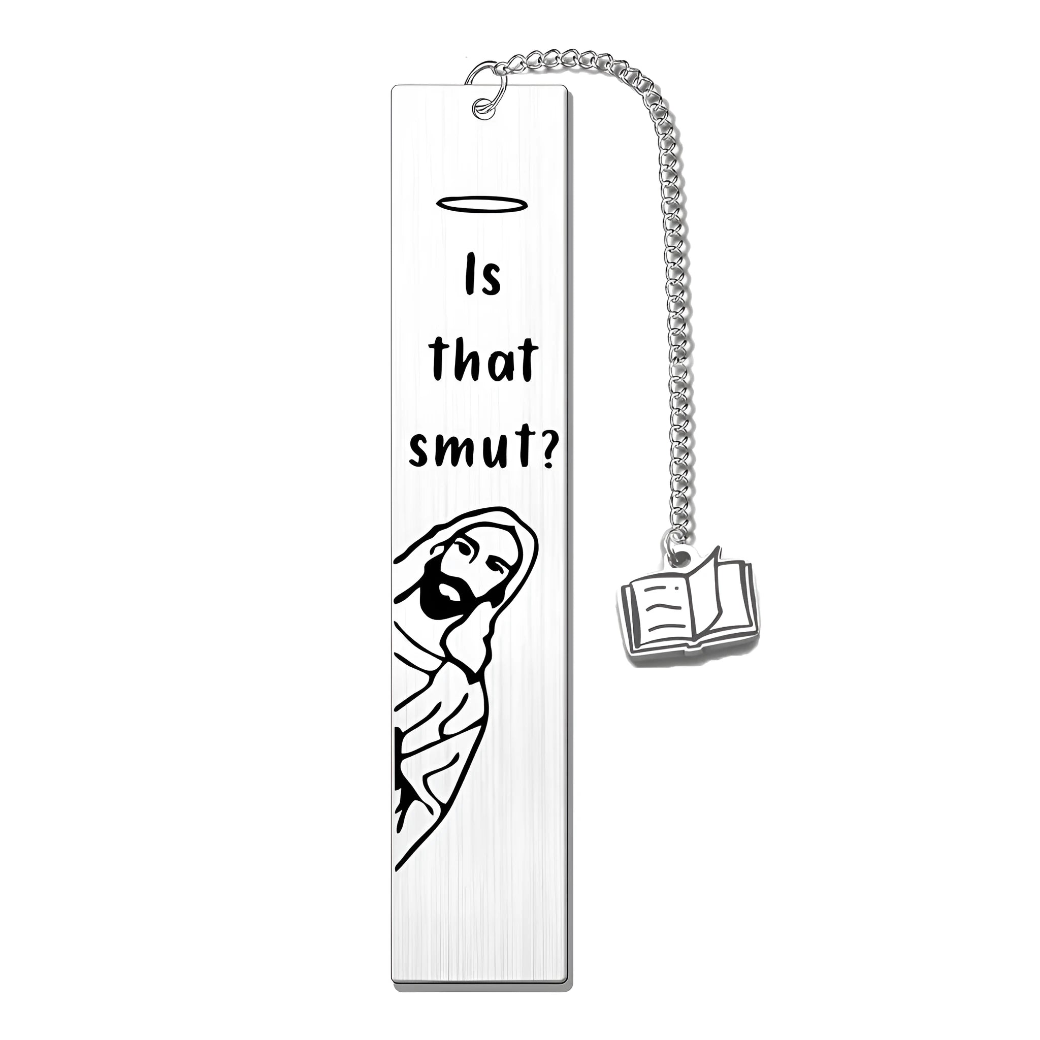 Stainless steel tassel-style bookmark in gift box, showing five colour options.