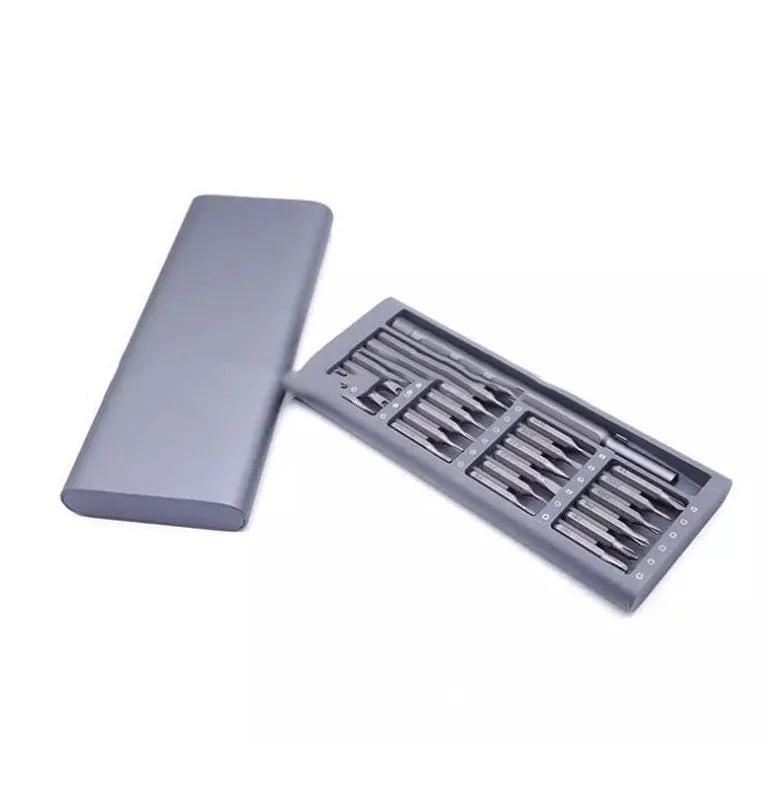 24 in 1 grey refined aluminium alloy screwdriver set with S2 steel magnetic bits