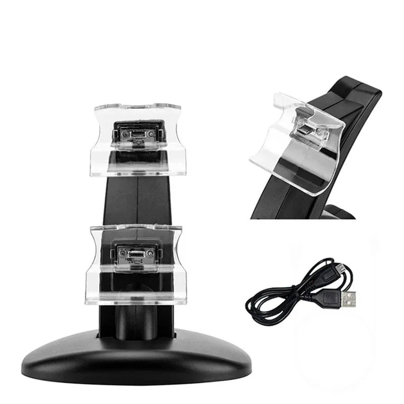 Black dual charging stand for Xbox One and Xbox One S controllers with USB connection, 150 x 110 x 155mm