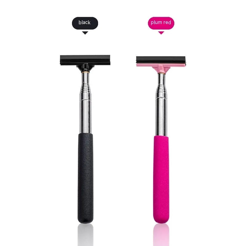 Rearview mirror wiper, telescopic 22cm to 98cm, ABS and stainless steel, pink or black, with scraper plate