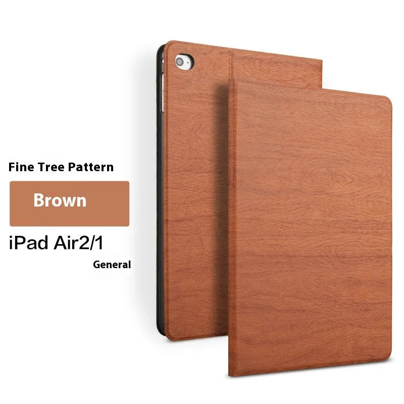Sapphire blue imitation leather sleep bracket cover for Apple iPad models on a table.
