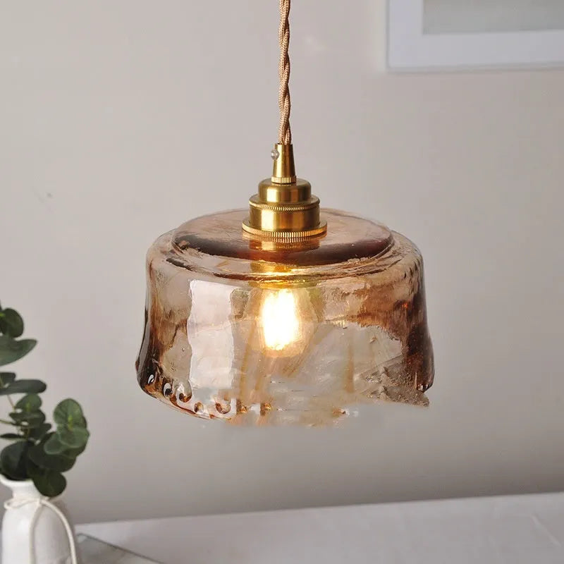 Nordic retro style brass and glass chandelier pendant light for restaurants