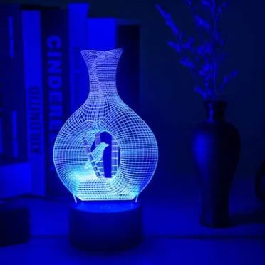 3D acrylic LED night light with colour-changing display on ABS base