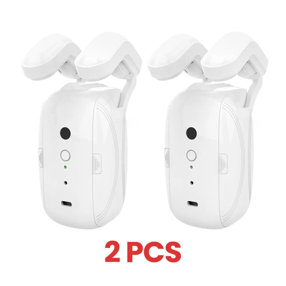 White WiFi smart curtain robot for Roman rod rails with 4000mAh battery and USB charging
