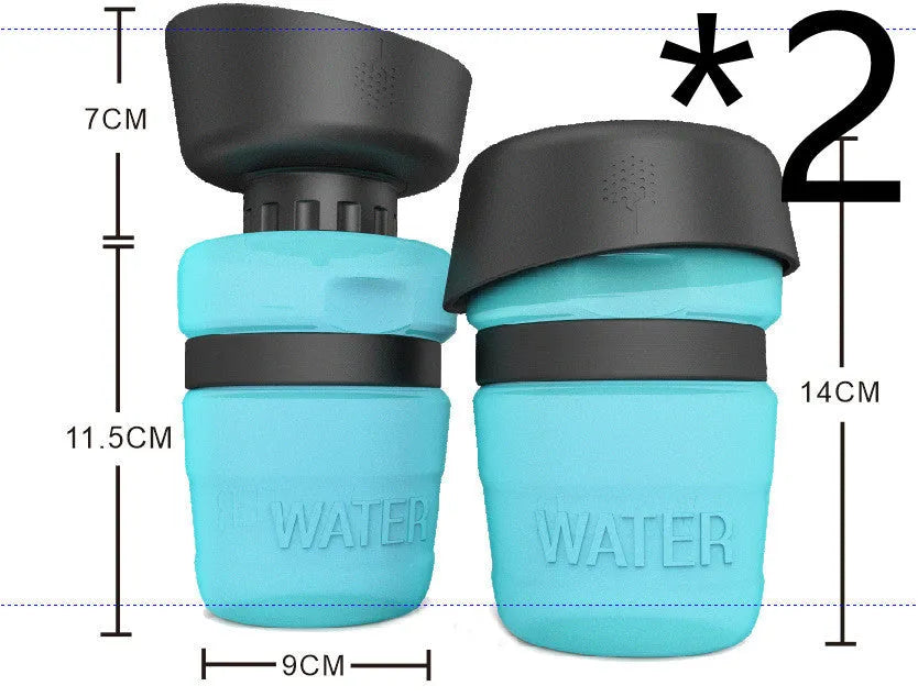 New improved creative silicone pet water bottle 520ml in sky blue with squeeze cap for dogs