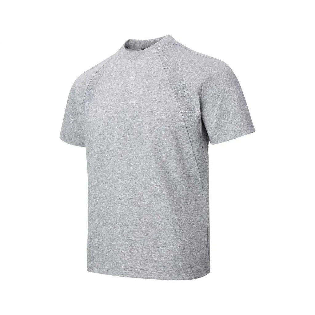 Loose fit short sleeve top with air layer stitching detail in grey.