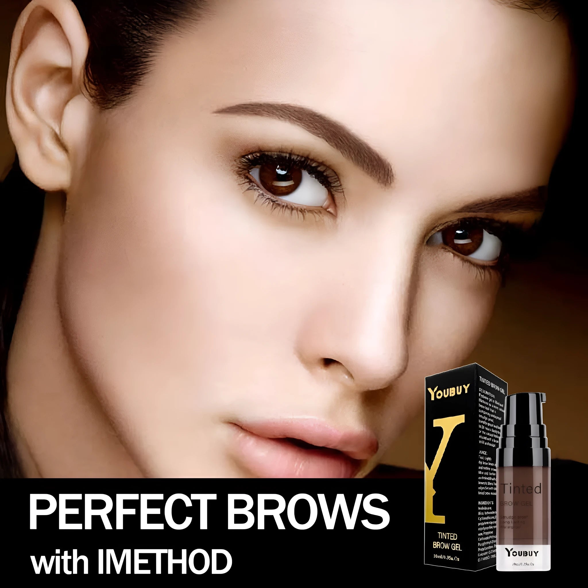 Waterproof brow cream in dark grey and golden yellow shades for quick-drying, long-lasting eyebrows