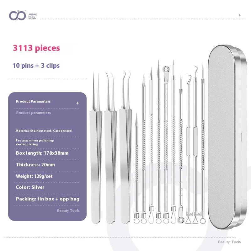 Four metal acne needles with ultra fine points, shown in assorted colours from a 33-option range.