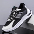 Men's grey flying weave mesh running shoes with rubber sole and lace-up front