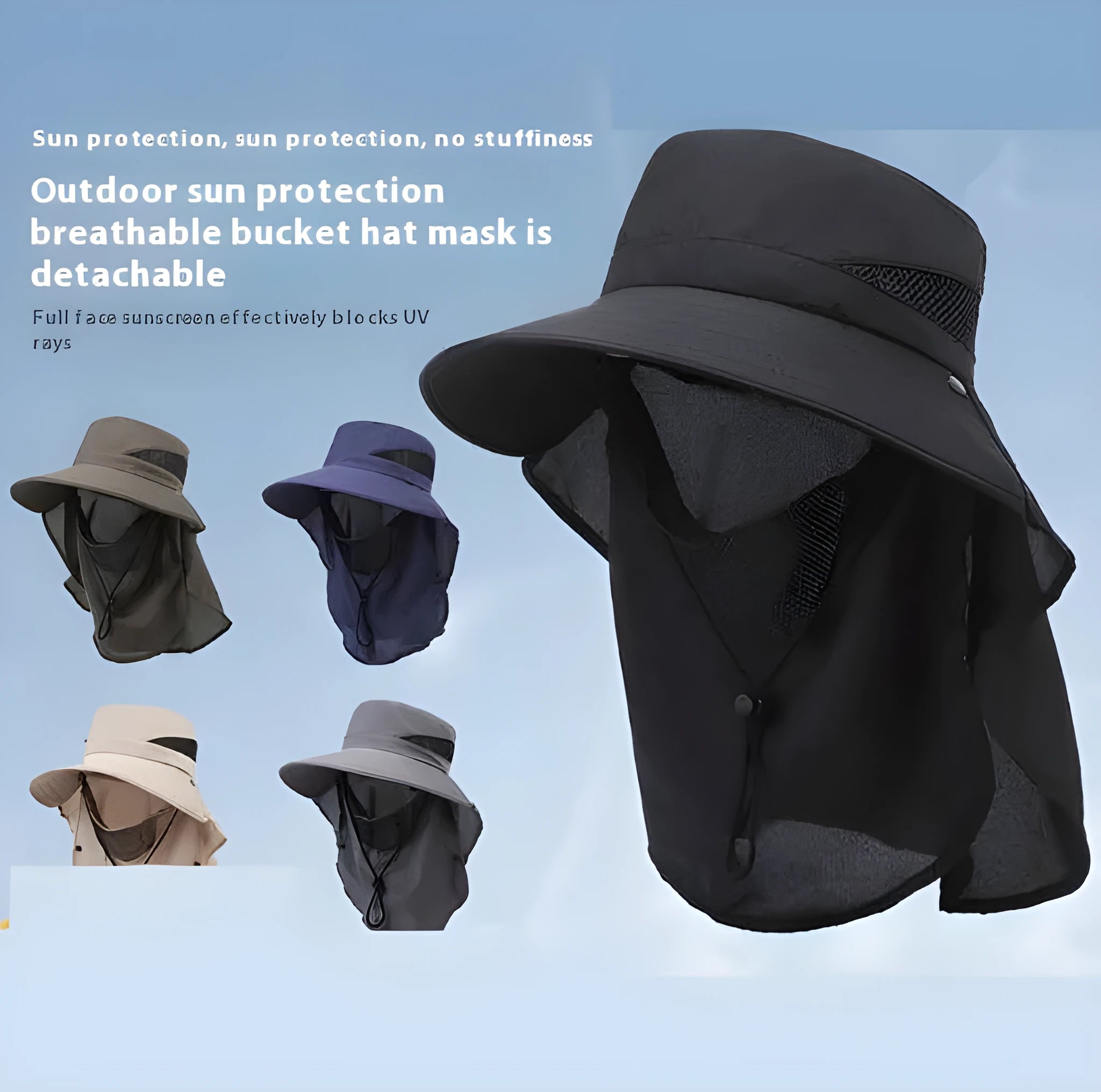 Men's army green bucket hat with wide brim and adjustable drawstring for sun protection