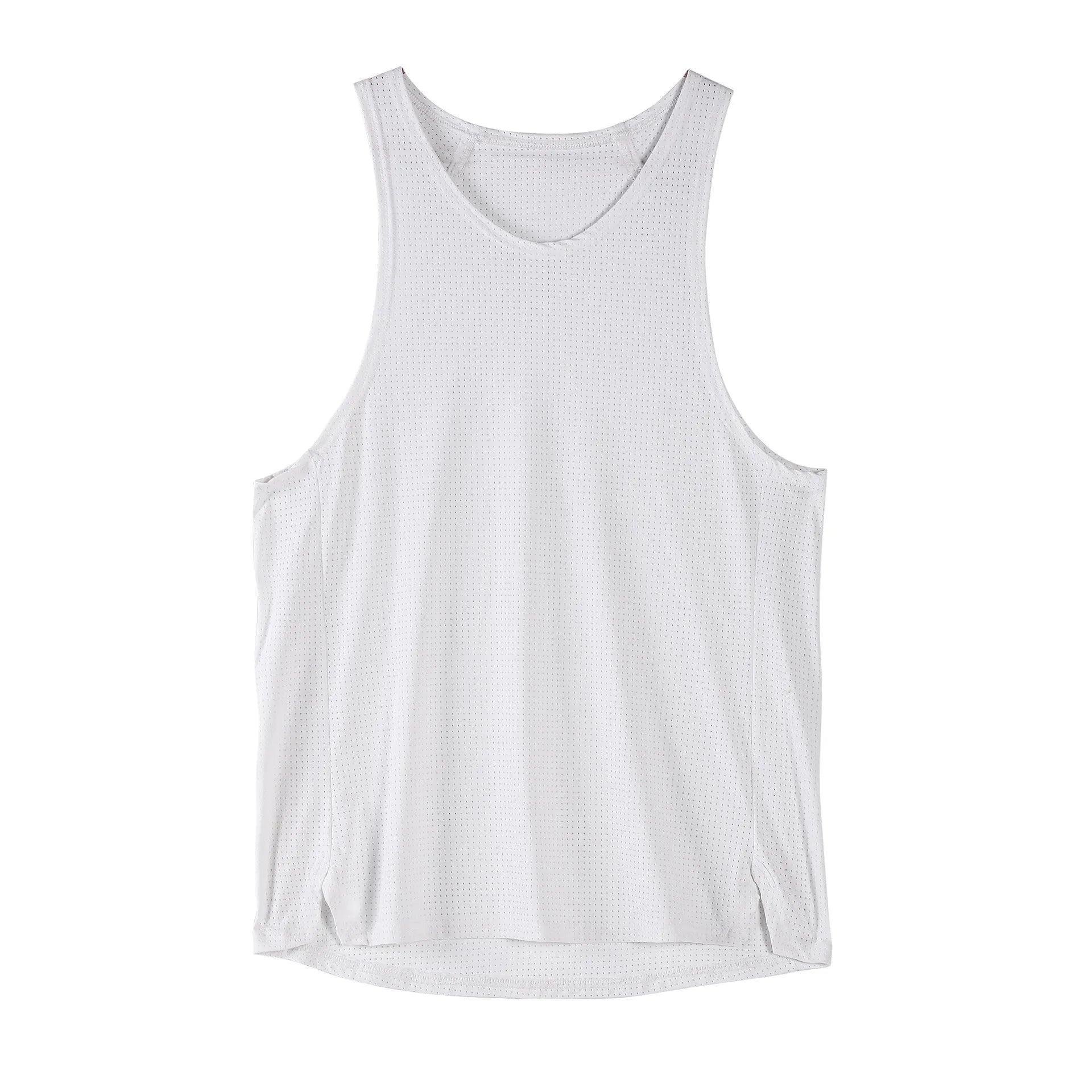 Men's black sleeveless nylon vest on a hanger