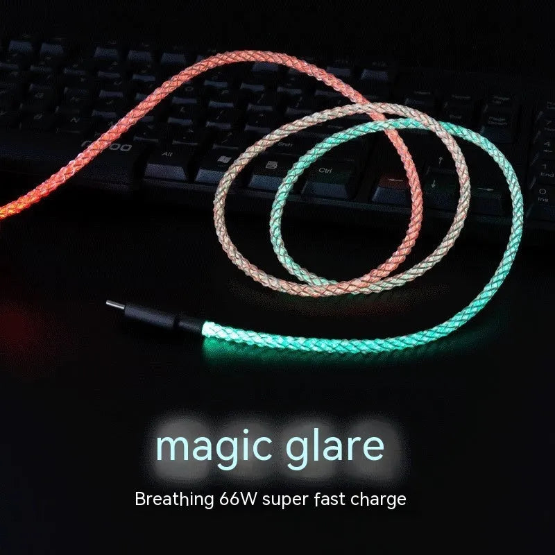 RGB charging data cable with colour gradient lighting 1m multi-interface