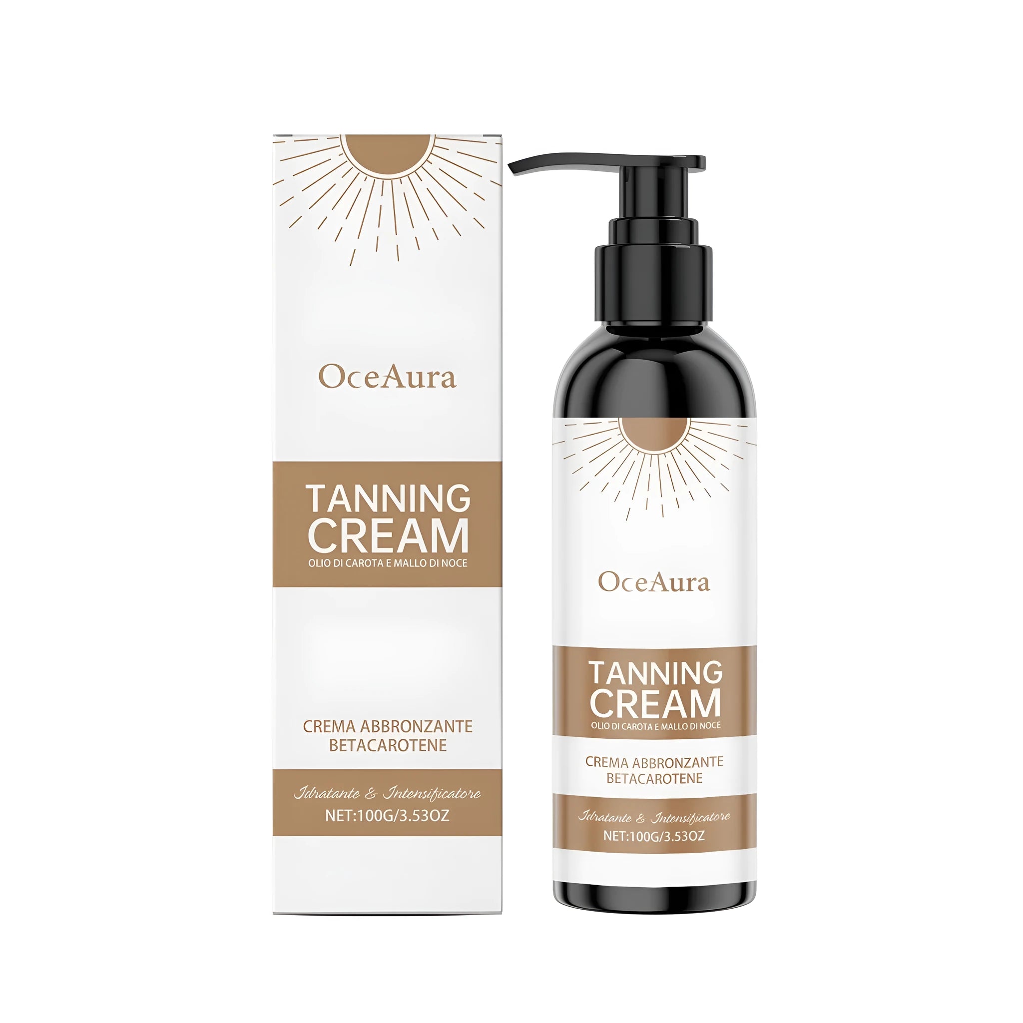 100g jar of moisturising blackening cream with carrot oil for gradual tanning.