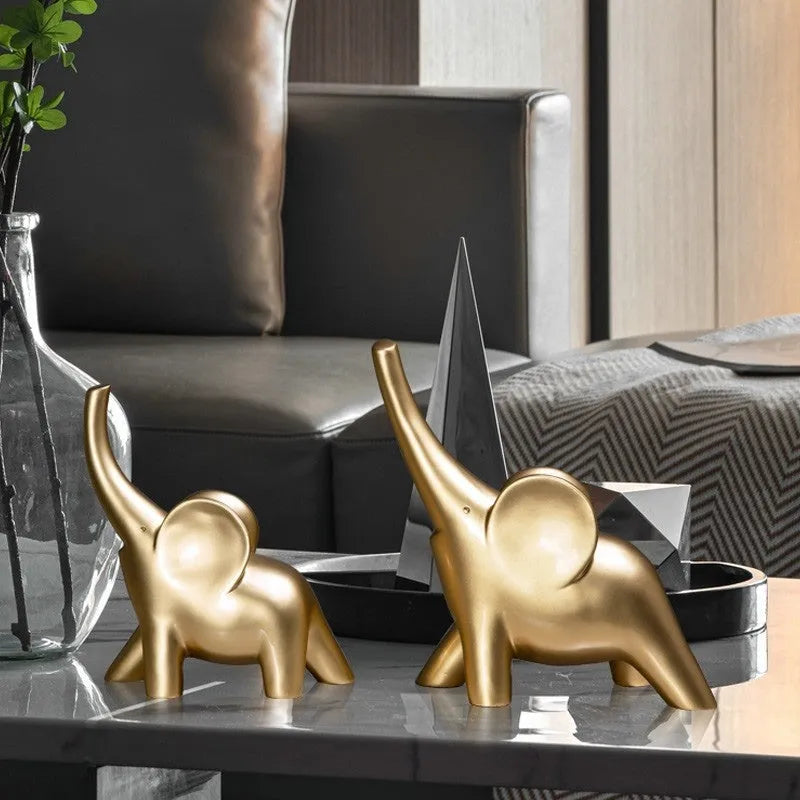 Modern minimalist resin elephant ornament in rose gold or white colour, available in large and small sizes.