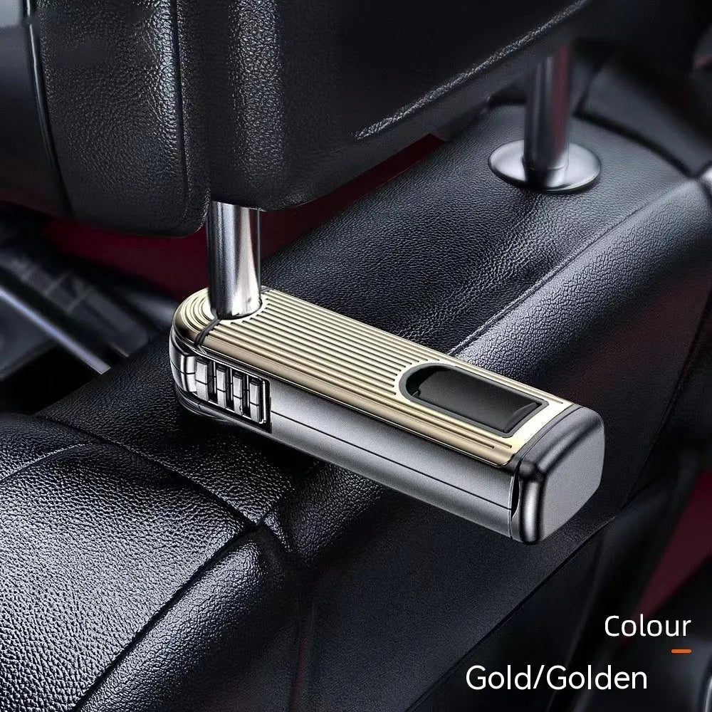 Car seat back rotating hook bracket for GM rear headrest vertical screen mount in black colour on headrest