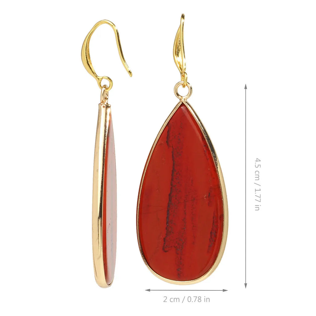 Vintage long water drop earrings in genuine stone materials with handmade processing