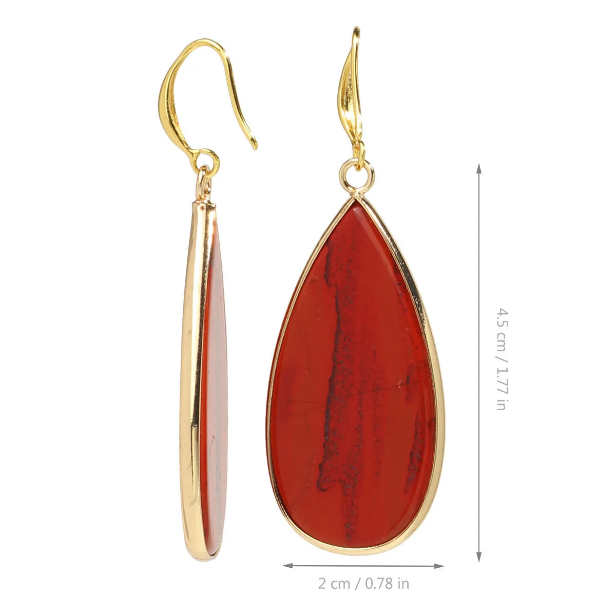 Vintage long water drop earrings in genuine stone materials with handmade processing