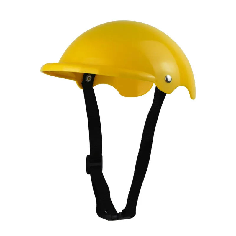Small S size plastic pet motorcycle helmet in pink, black, yellow, or green monochrome colour.