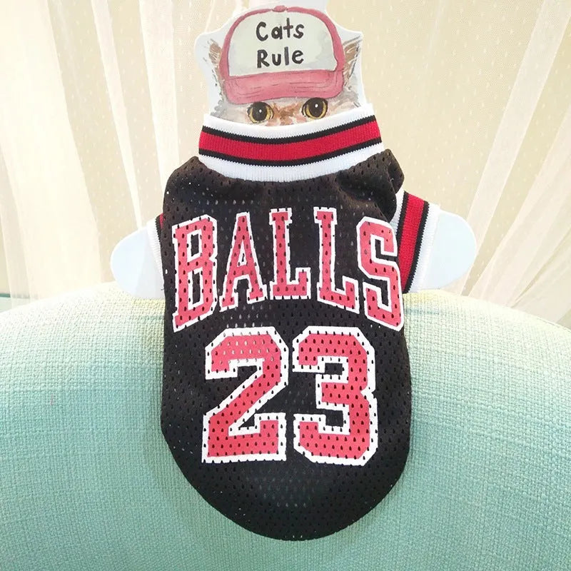 Black and red casual polyester dog sweatshirt vest for sizes S M L XL XXL.