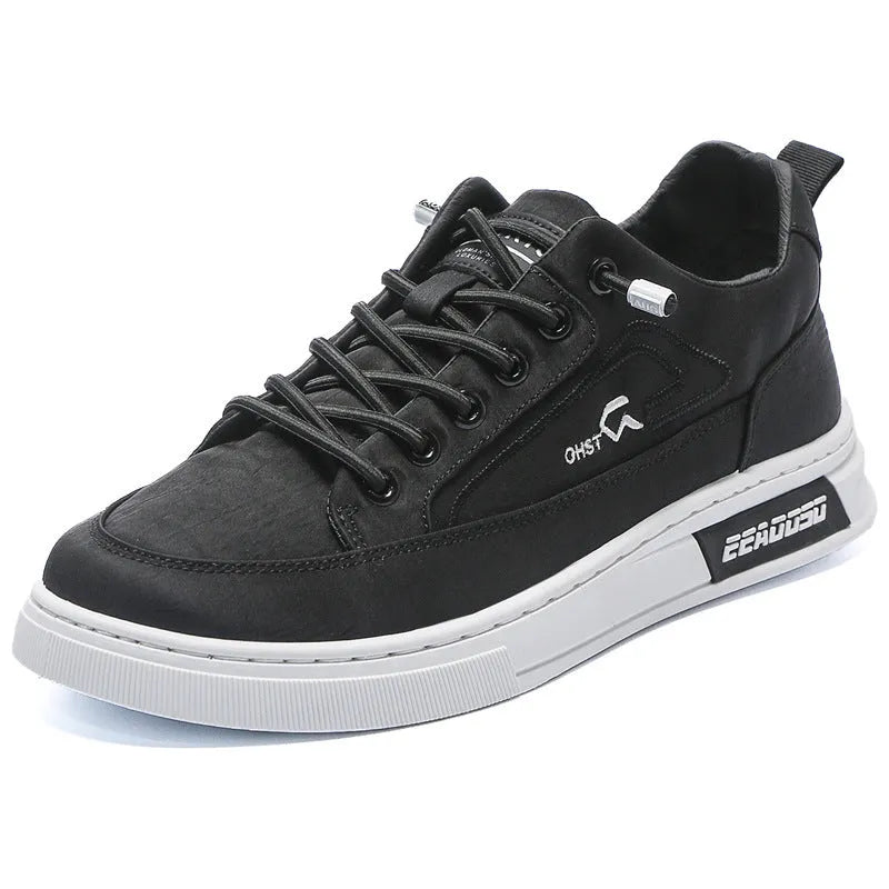 Men's grey canvas casual shoes with leather lining and rubber sole