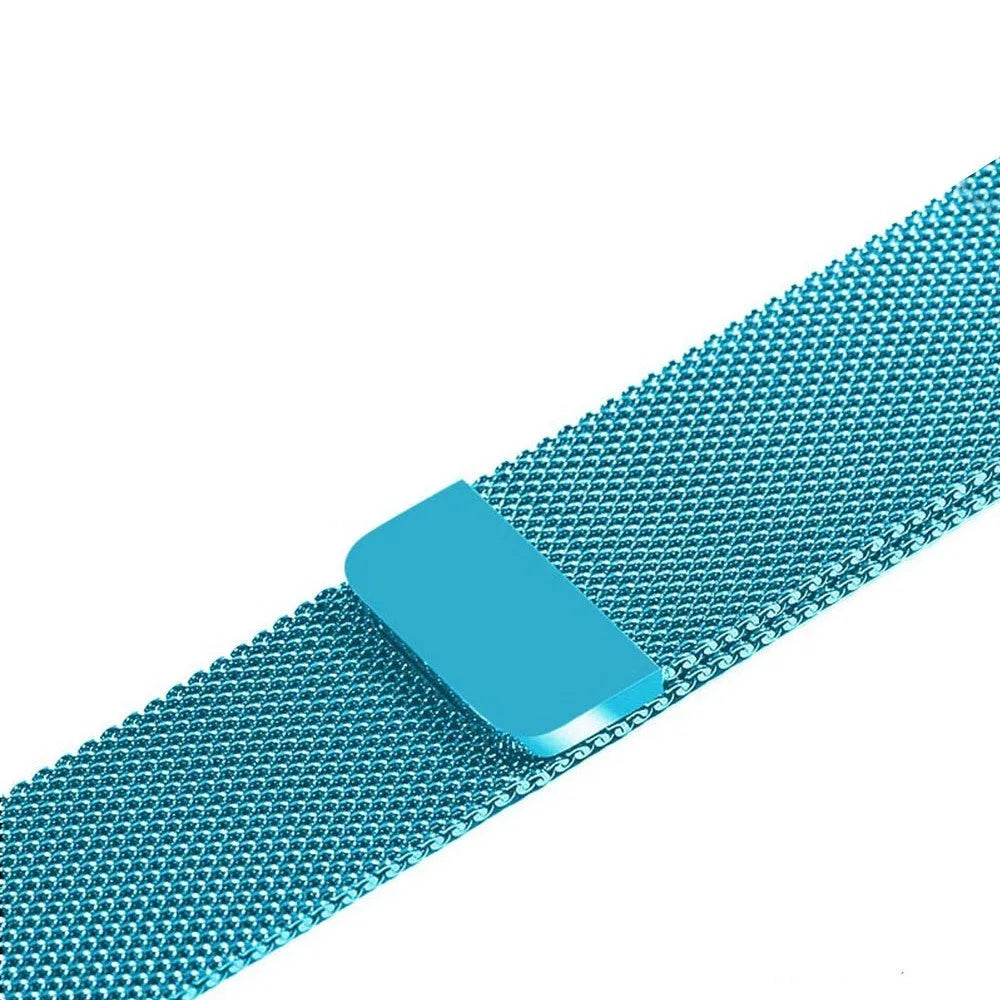 Stainless steel watch strap in silver, shown fitting a watch with a 42mm case.