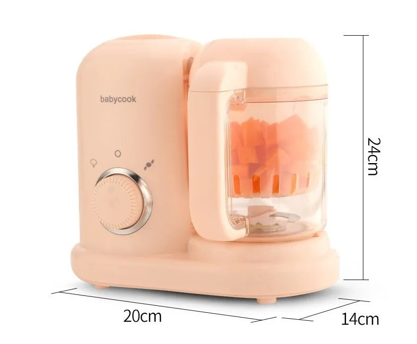 Baby food processor with steamer and blender functions in green colour with dual mixing blades