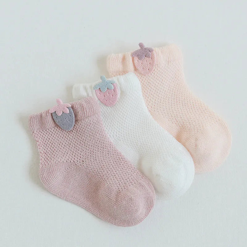 Newborn cotton summer mesh socks for babies 0-5 years, available in multiple colour styles and sizes