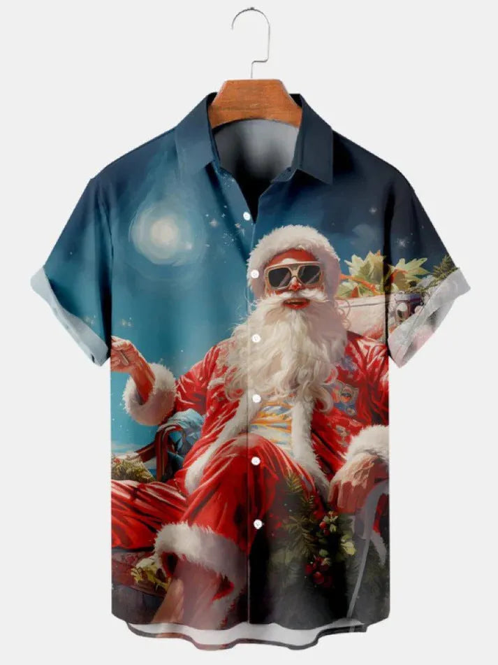 Men's plus size Hawaiian shirt with digital flower print, short sleeves, and cardigan style in apricot colour
