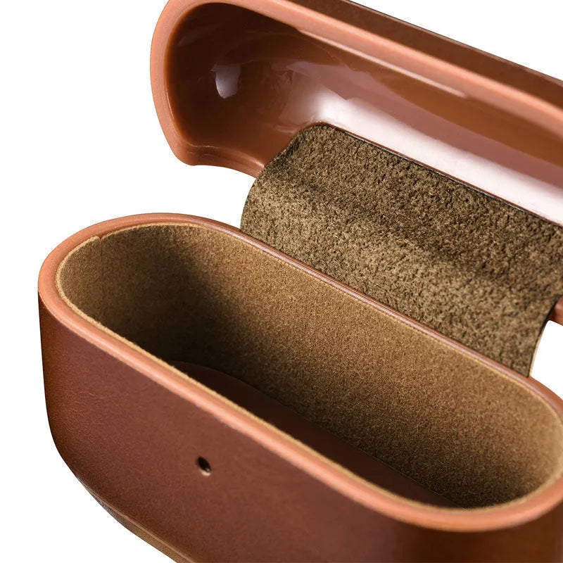 AirPods Pro protective sleeve with ring buckle, flip type, plastic and leather, business style, brown black red khaki