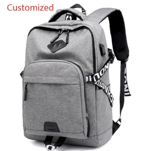 USB charging laptop backpack in Oxford cloth with polyester lining, 20-35 litre capacity, black blue or gules