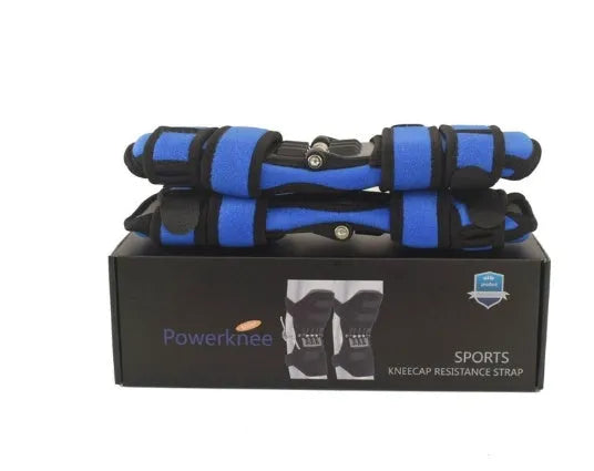 Black adjustable knee brace with patella support and visible booster spring mechanism for sports.