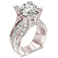 Rose gold electroplated oval zircon engagement ring in geometric alloy design, sizes 5 to 11